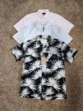 Bundle Of 3 Men's Coastal Short Sleeve Shirt Medium Tropical Resort Wear NWT